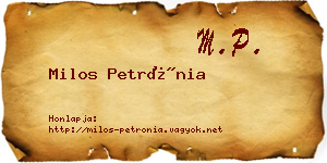 Milos Petrónia névjegykártya
